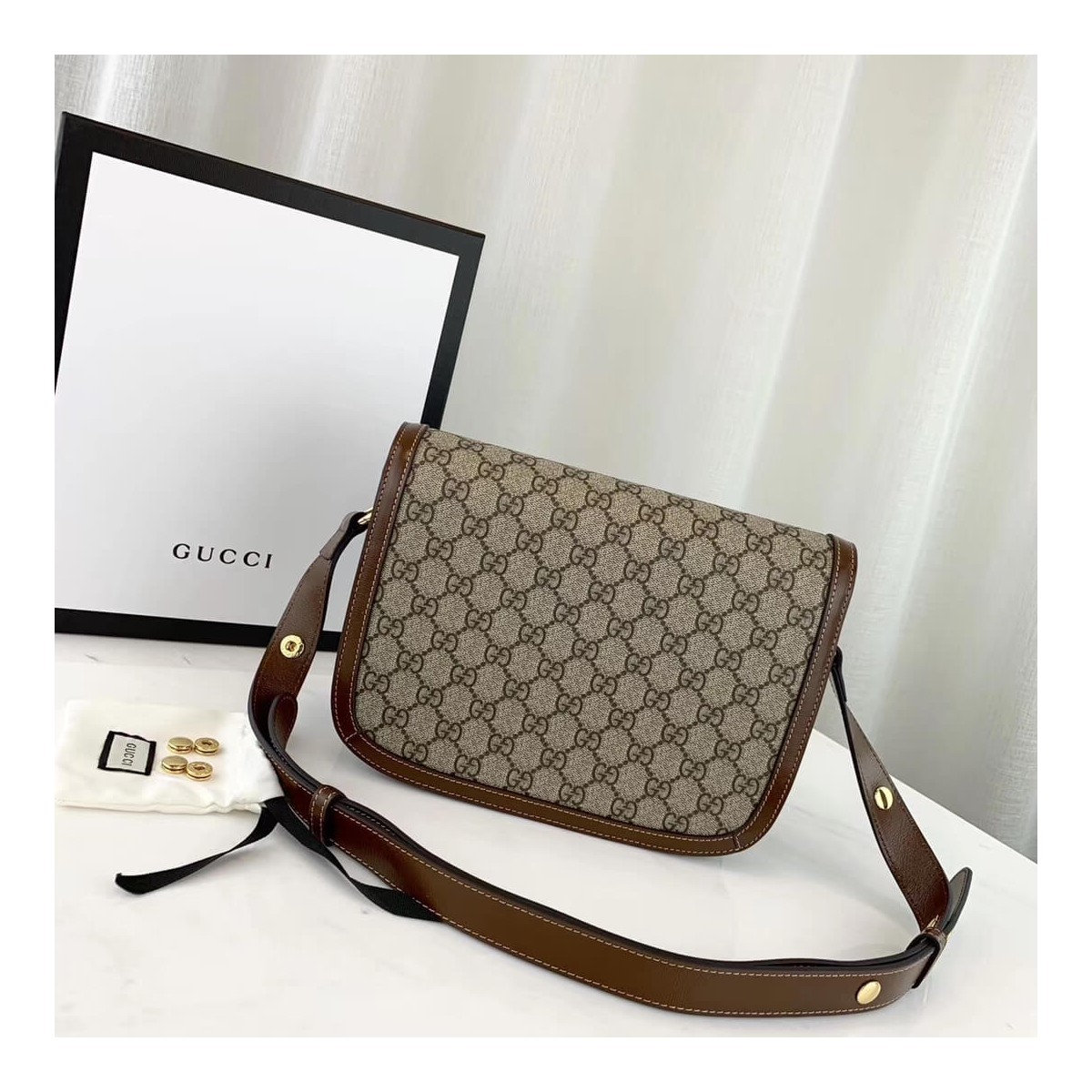 Gucci 1955 Horsebit GG Supreme Shoulder Bag 602204