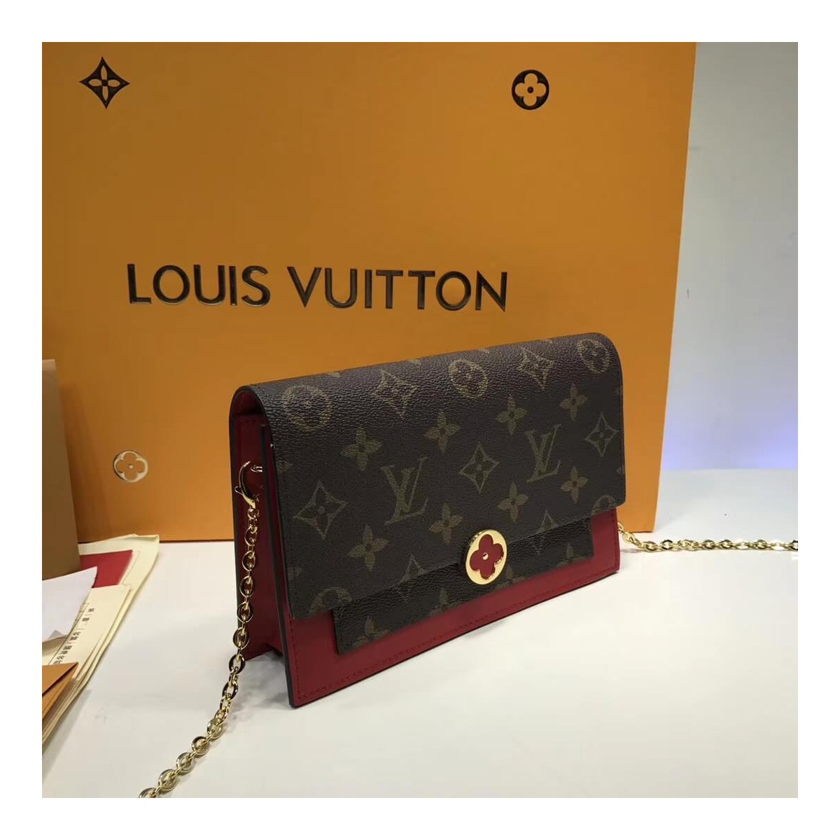 Louis Vuitton Monogram Canvas Flore Chain Wallet M67404 M67405