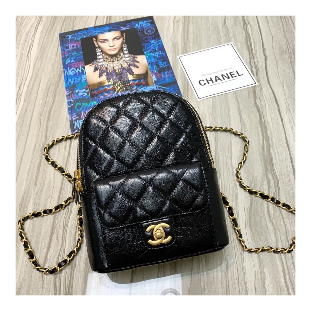 Chanel Waxy Calfskin CC Day Backpack Bag AS8866