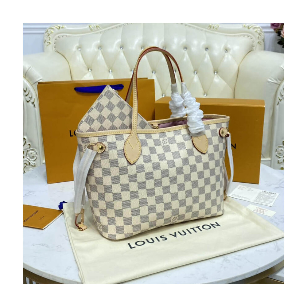 Louis Vuitton Damier Azur Neverfull PM N41362 Pink