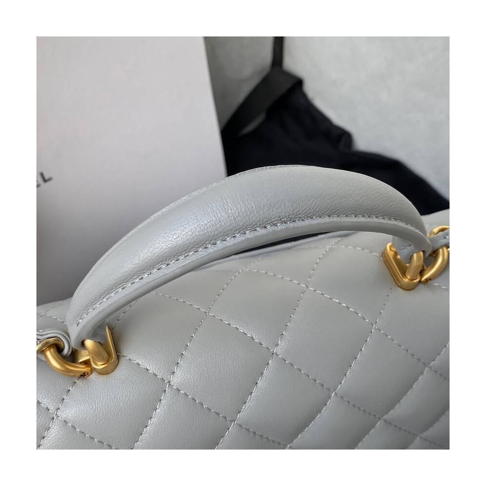 Chanel Mini Flap Bag With Top Handle AS2431 in Iridescent Lambskin