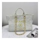 Chanel Deauville Tote 38cm Canvas Bag A66941 White/Gold