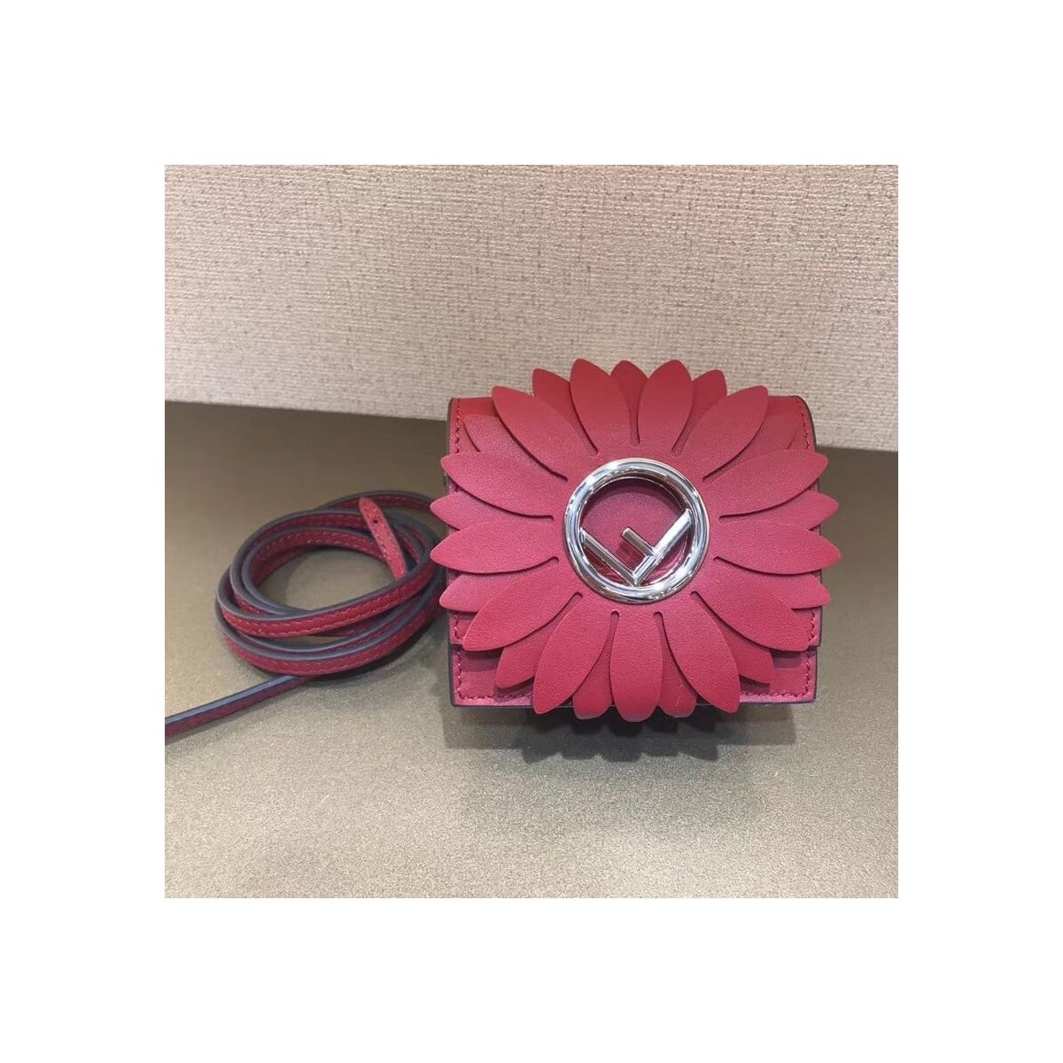 Fendi Micro Kan I Logo Gerbera Leather Shoulder Bag 8BS003