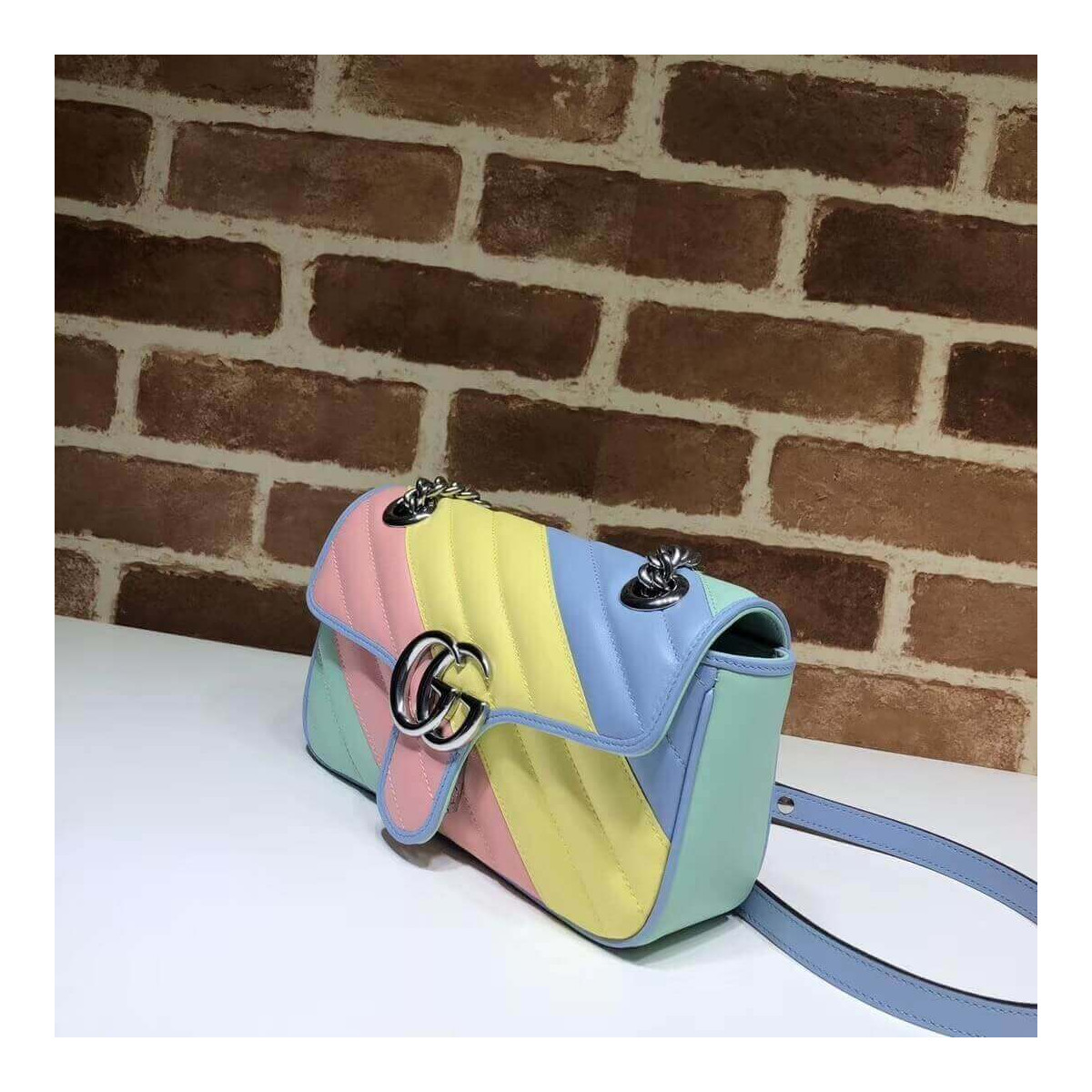 Gucci GG Supreme Mini Bag In Pastel And Rainbow 446744