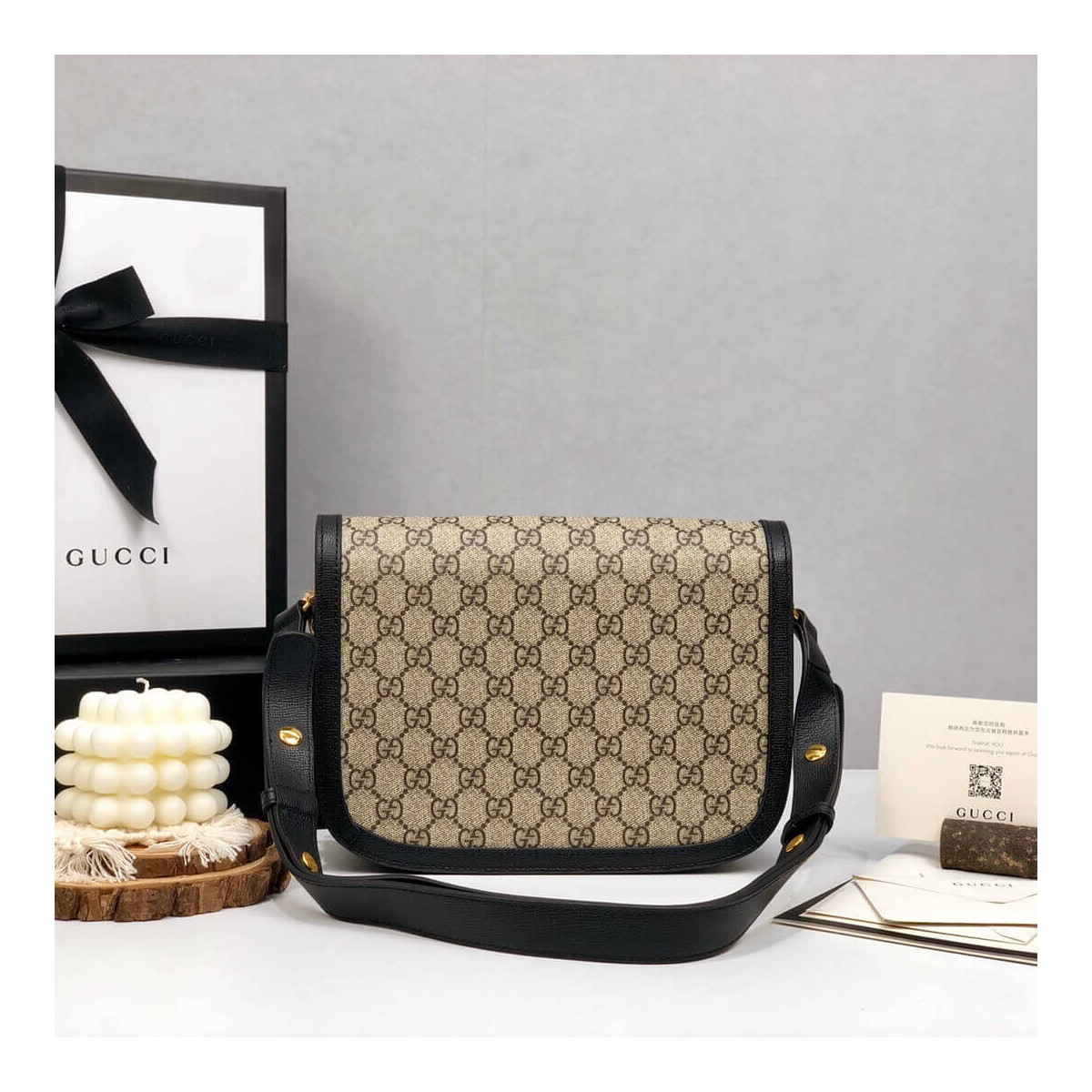 Gucci 1955 Horsebit GG Supreme Shoulder Bag 602204