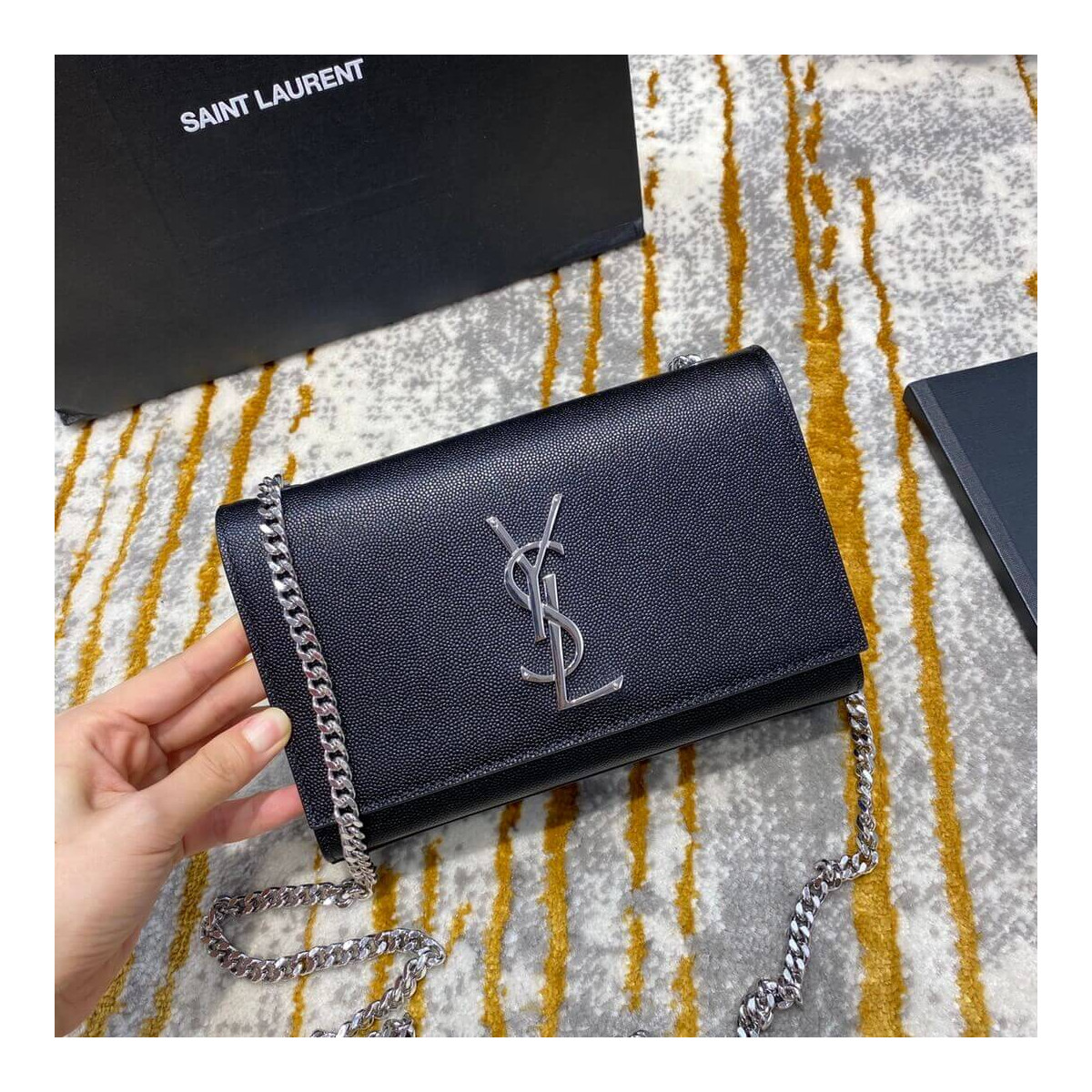 YSL Saint Laurent Classic Small Kate Chain Bag 20cm In Grain Leather 469390