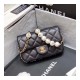 Chanel Small Pearl Logo Strap Flap Bag AS1436 Black