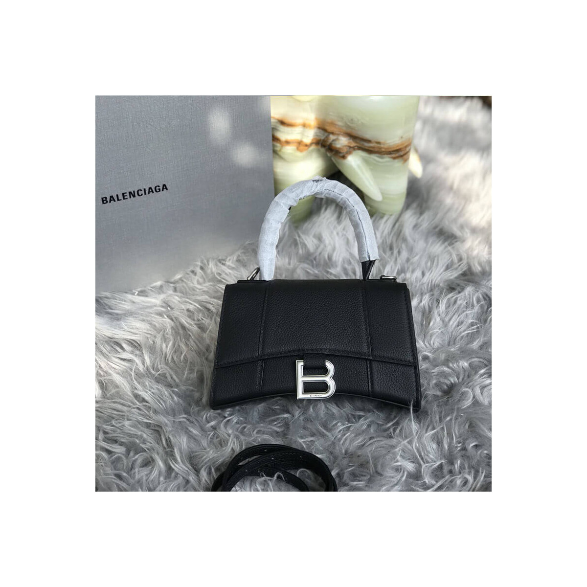 Balenciaga Hourglass XS Textured-Leather Tote