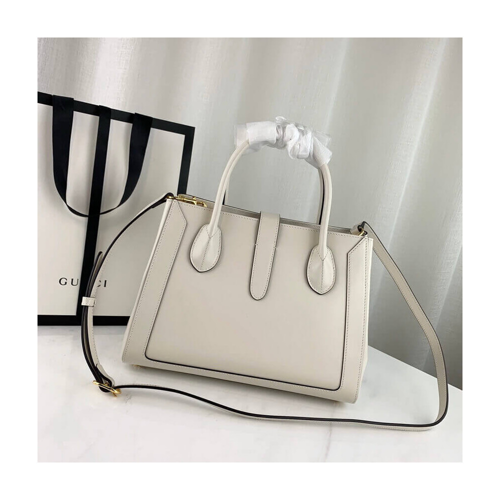 Gucci Jackie 1961 Medium Tote Bag in White Leather 649016