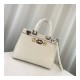 Gucci Zumi Ostrich Leather Medium Top Handle Bag 569712 White