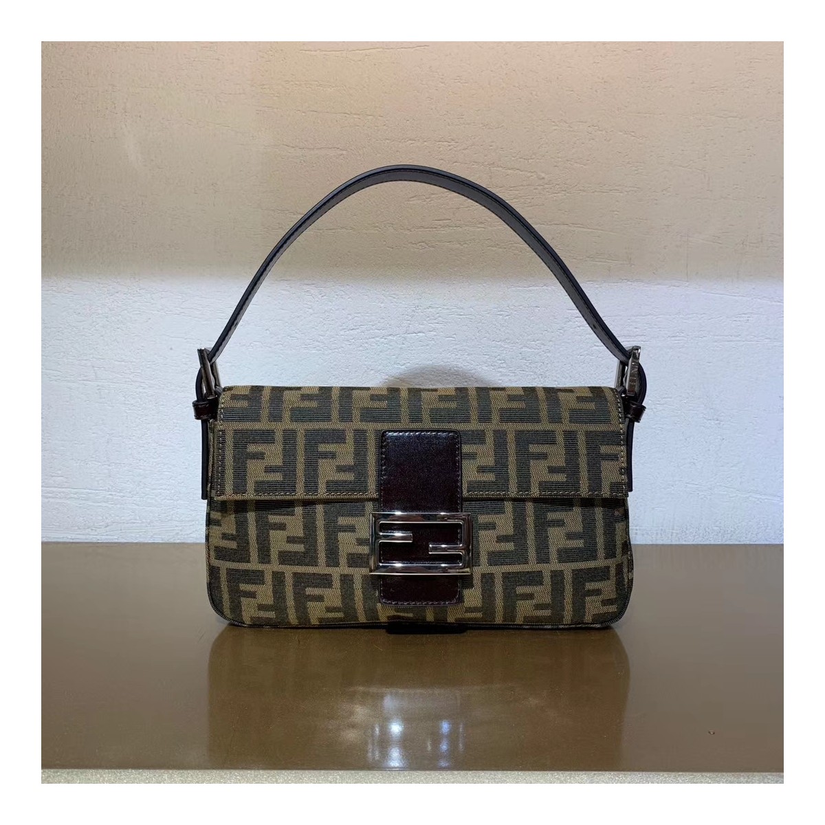 Fendi Vintage Zucca Pattern Mamma Baguette Shoulder Bag F01