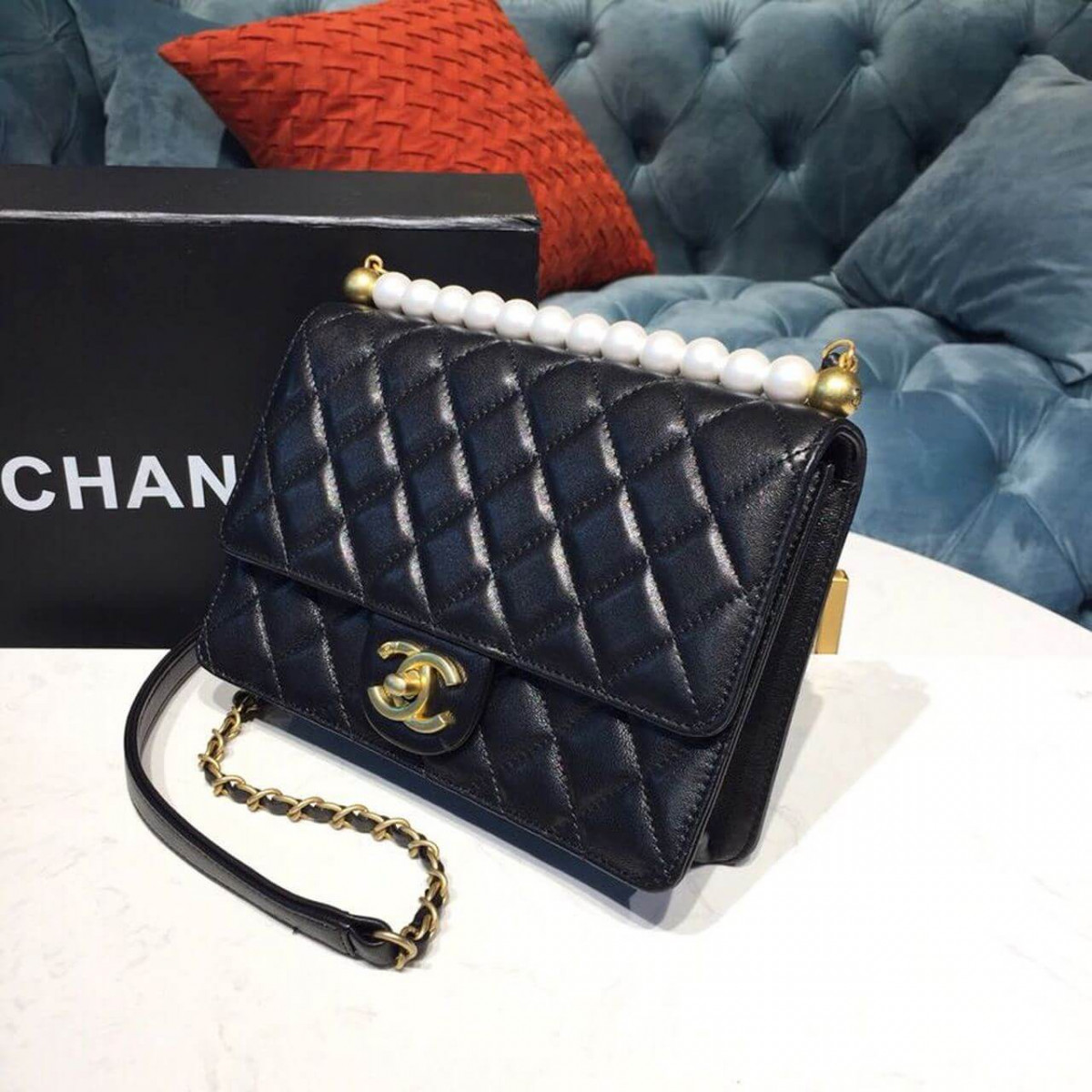 Chanel Pearl Chain Flap Bag  AS0585