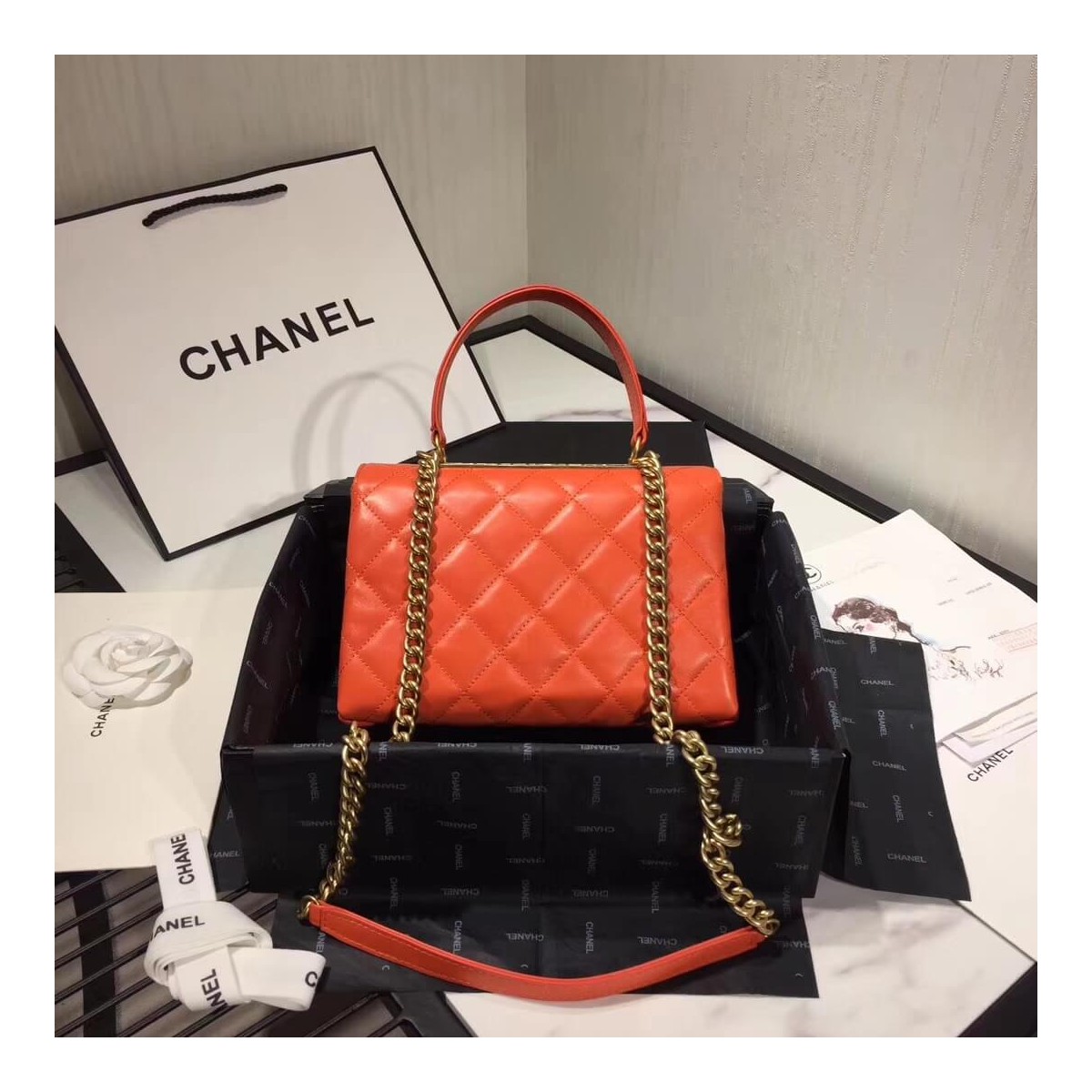 Chanel Flap Bag With Top Handle AS1174