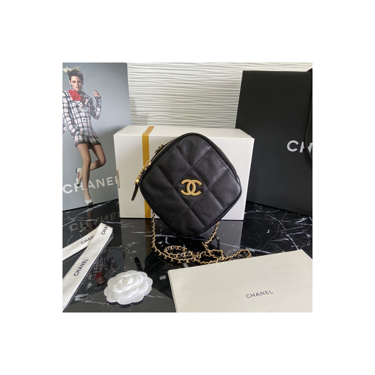 Chanel Small Diamond Bag AS2201 in Grained Calfskin