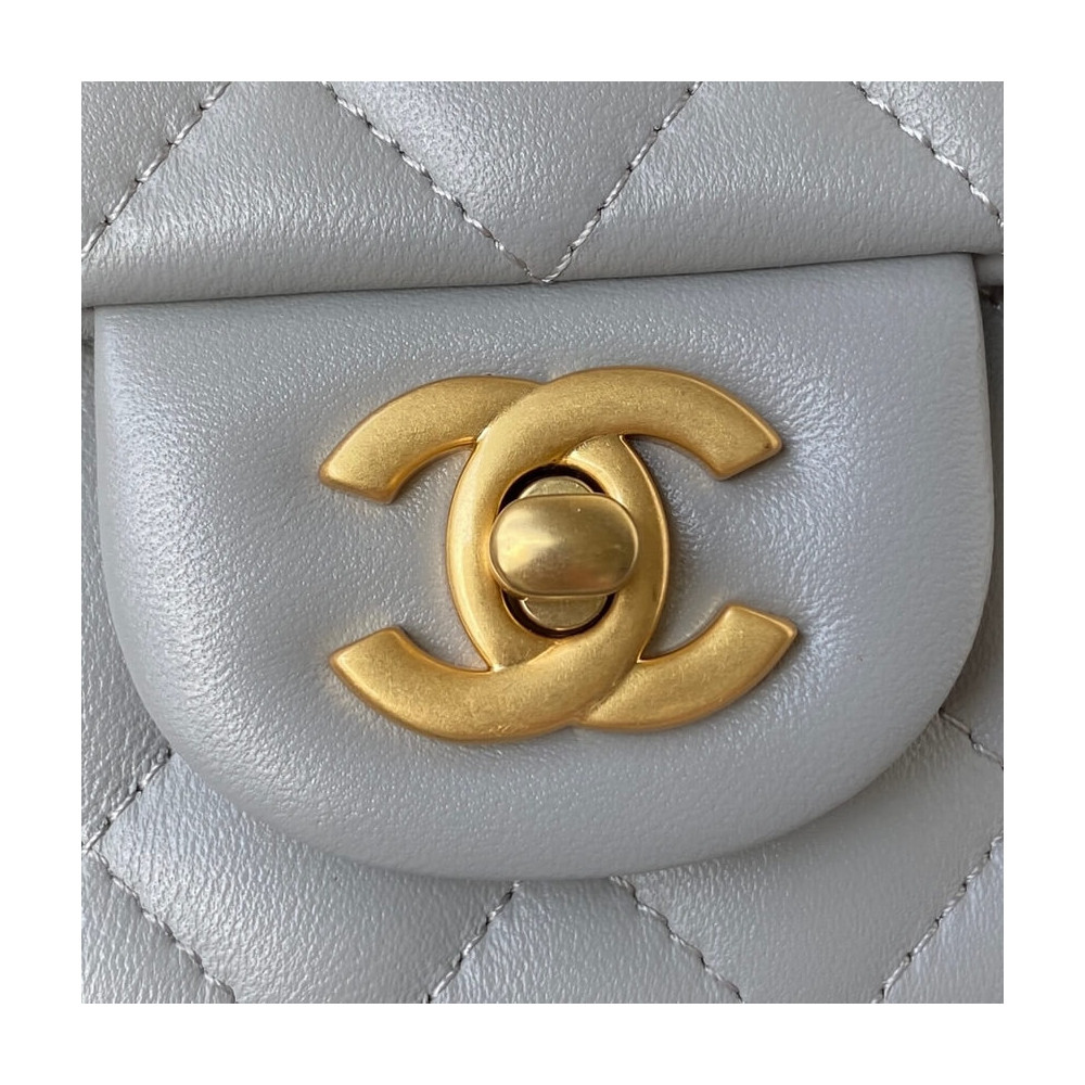 Chanel Mini Flap Bag With Top Handle AS2431 in Iridescent Lambskin