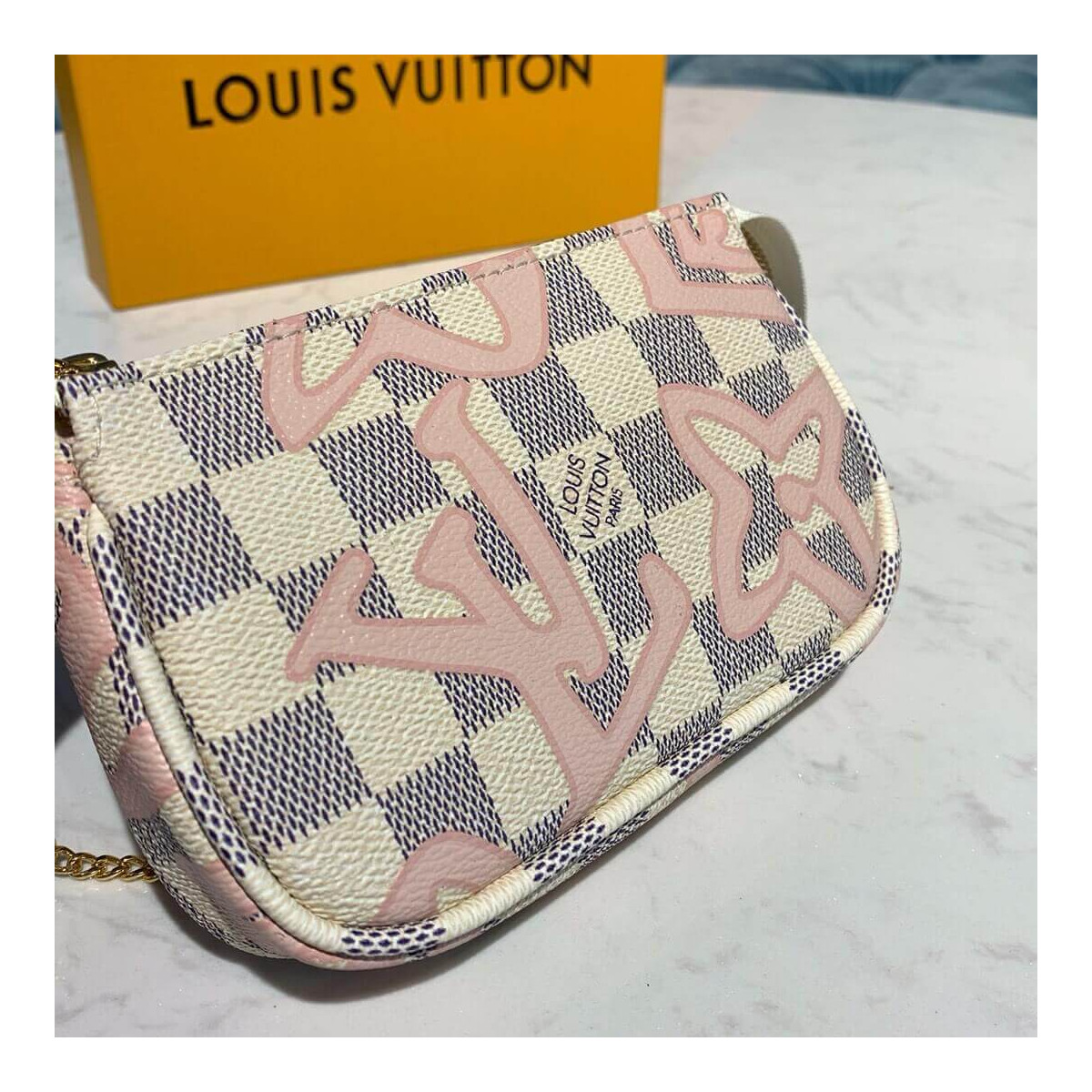 Louis Vuitton Damier Azur Canvas Mini Pochette Accessoires N60051