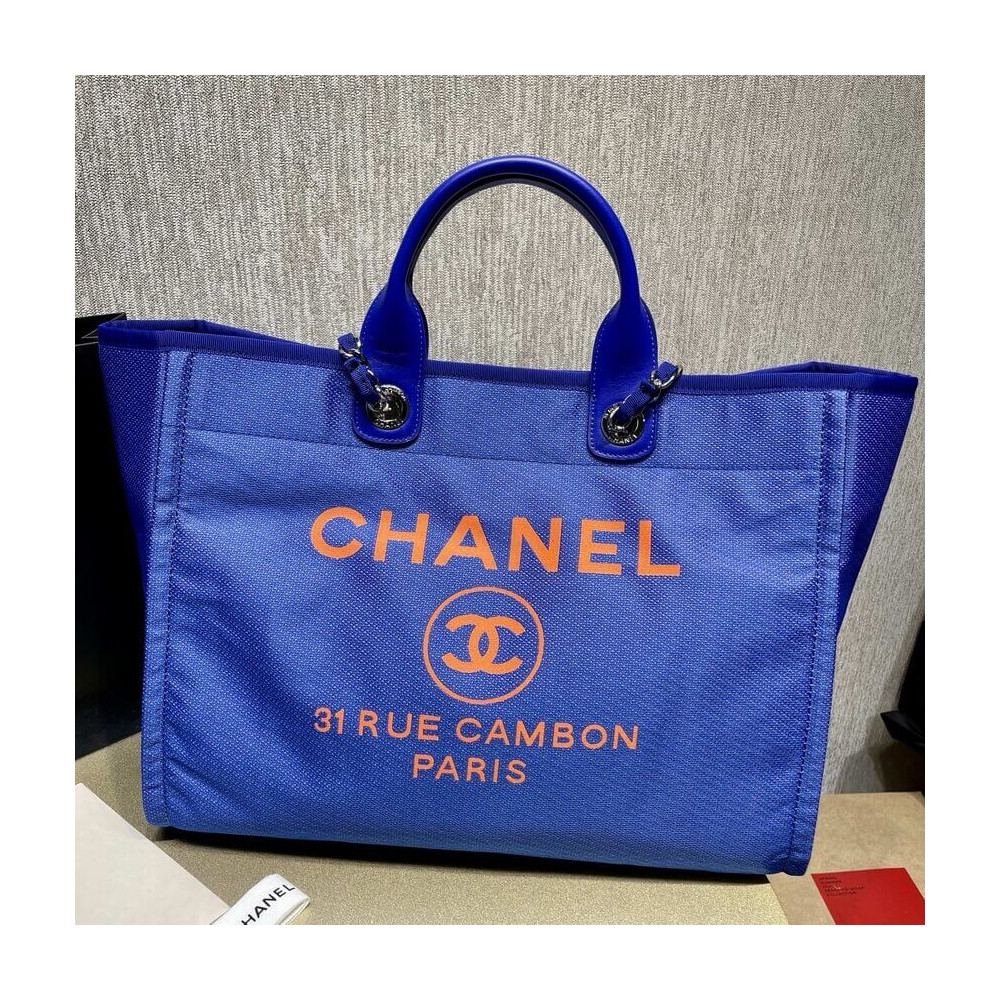 Chanel 21S Deauville Blue Orange Large Shopping Bag A66941