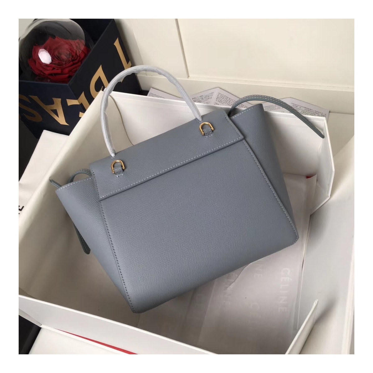 Celine Micro Belt Bag In Grained Calfskin 189153 Light Blue