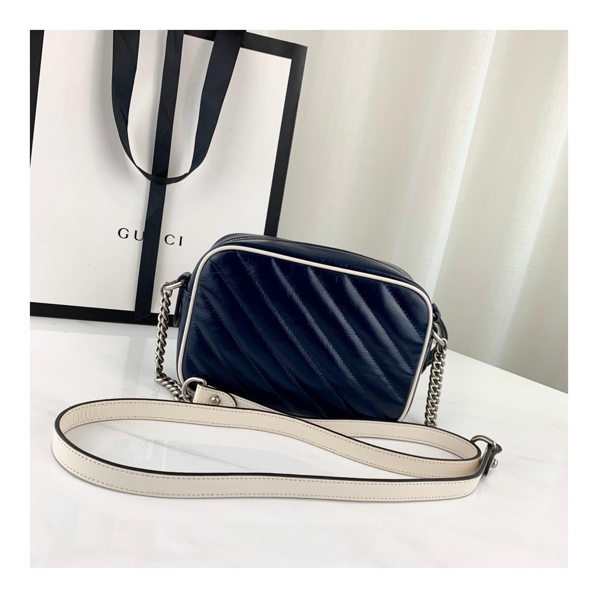 Gucci GG Marmont Matelassé Mini Bag 448065 Blue