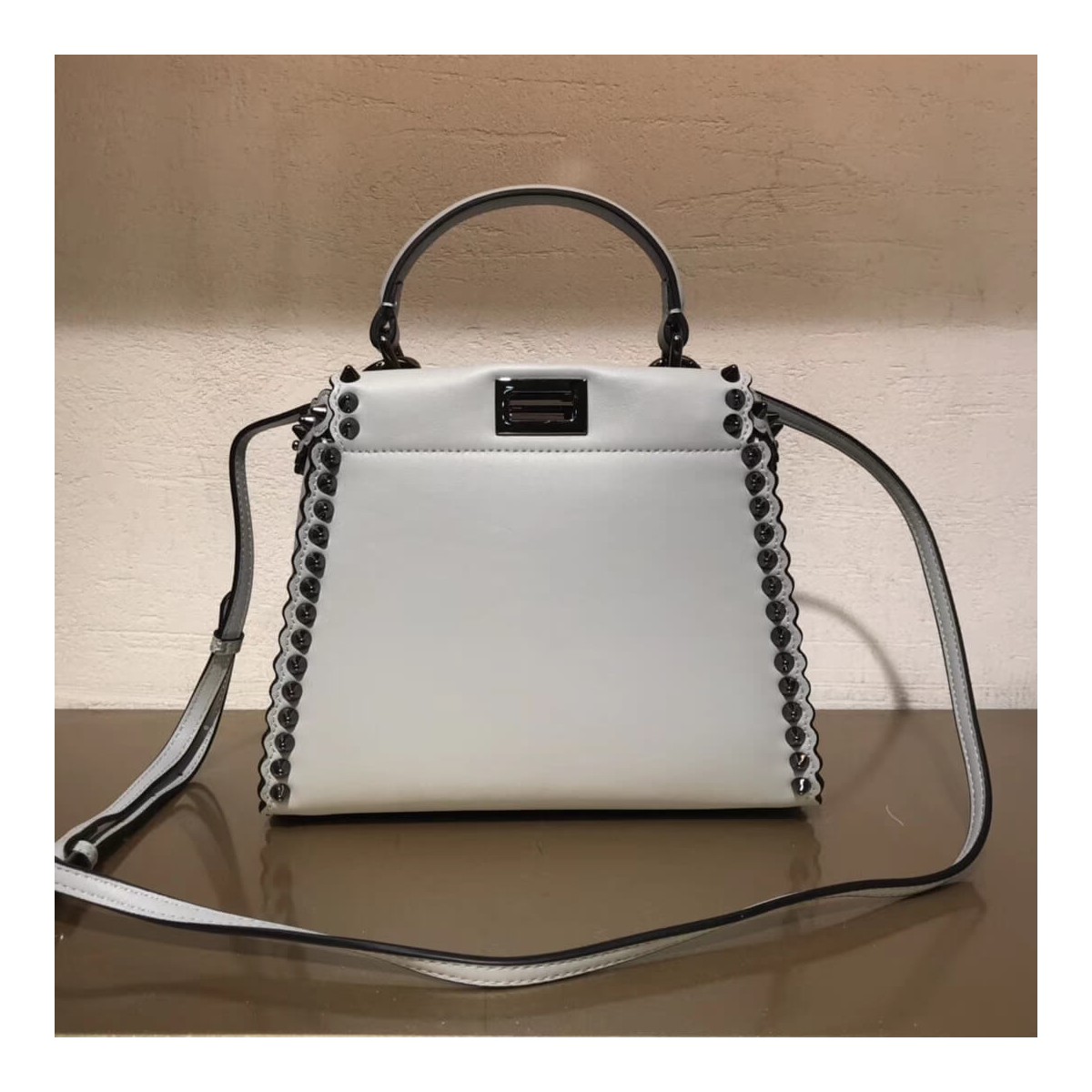 Fendi Peekaboo Mini with Metal-Plated Micro Studs 8BN244