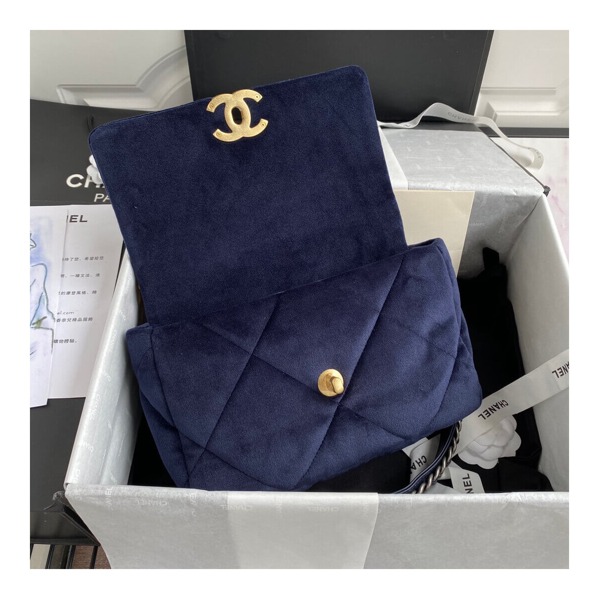 Chanel 19 Small Velvet Flap Bag AS1160