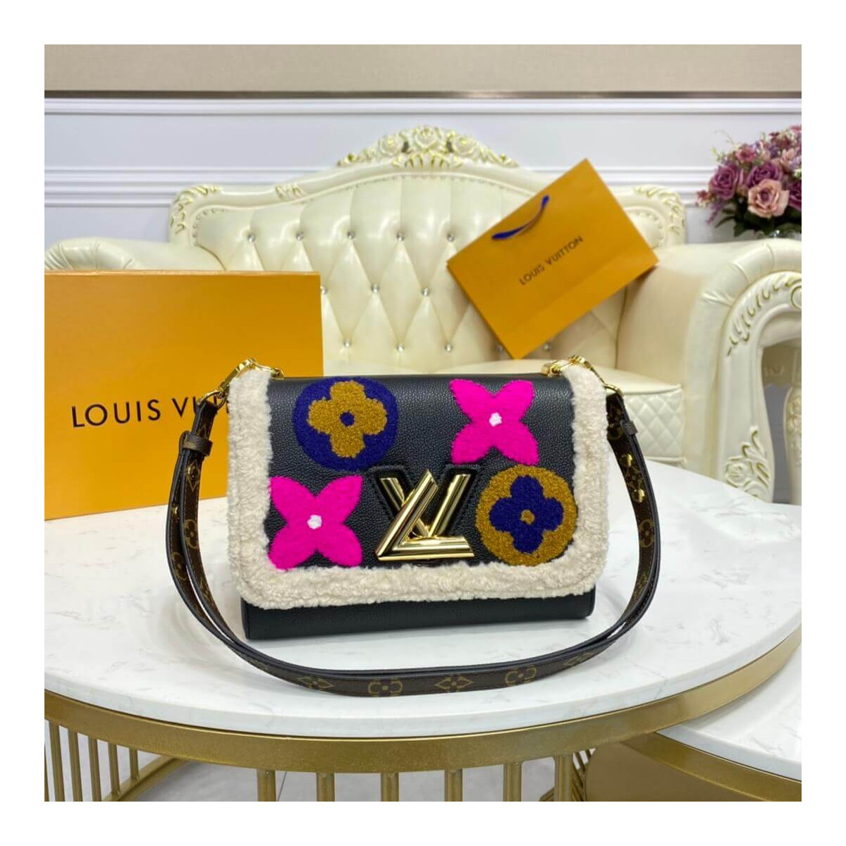 Louis Vuitton Twist MM M56976 In Leather and Shearling