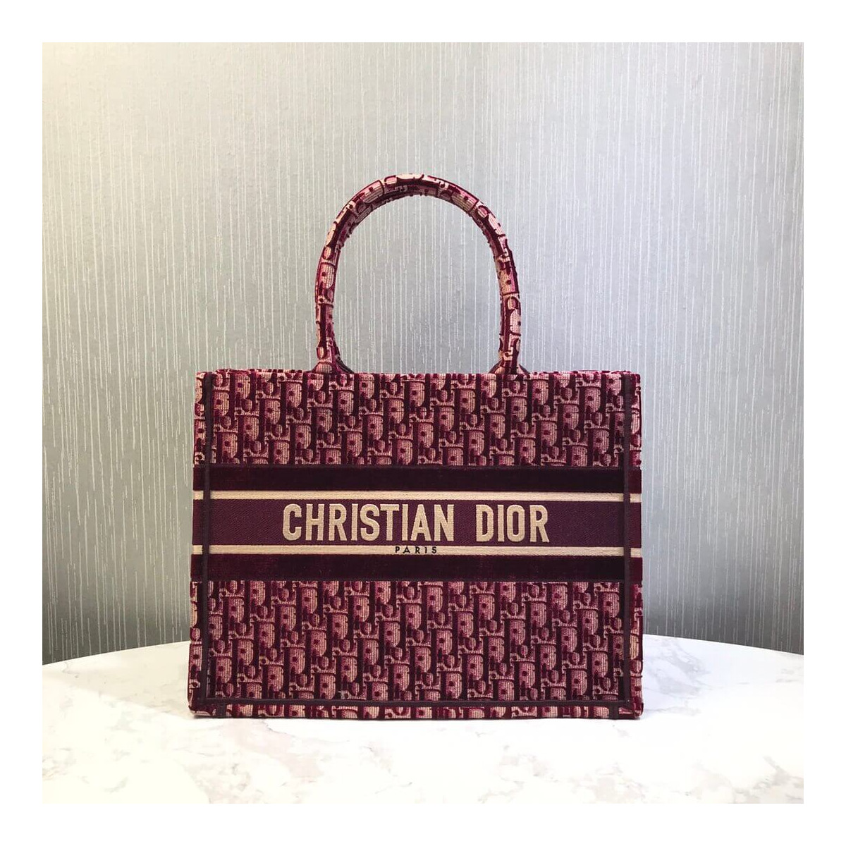 Christian Dior Small Book Tote Embossed Velvet M1296