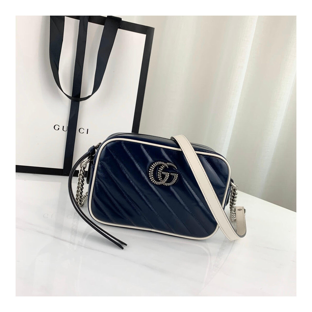 Gucci GG Marmont Matelassé Mini Bag 448065 Blue