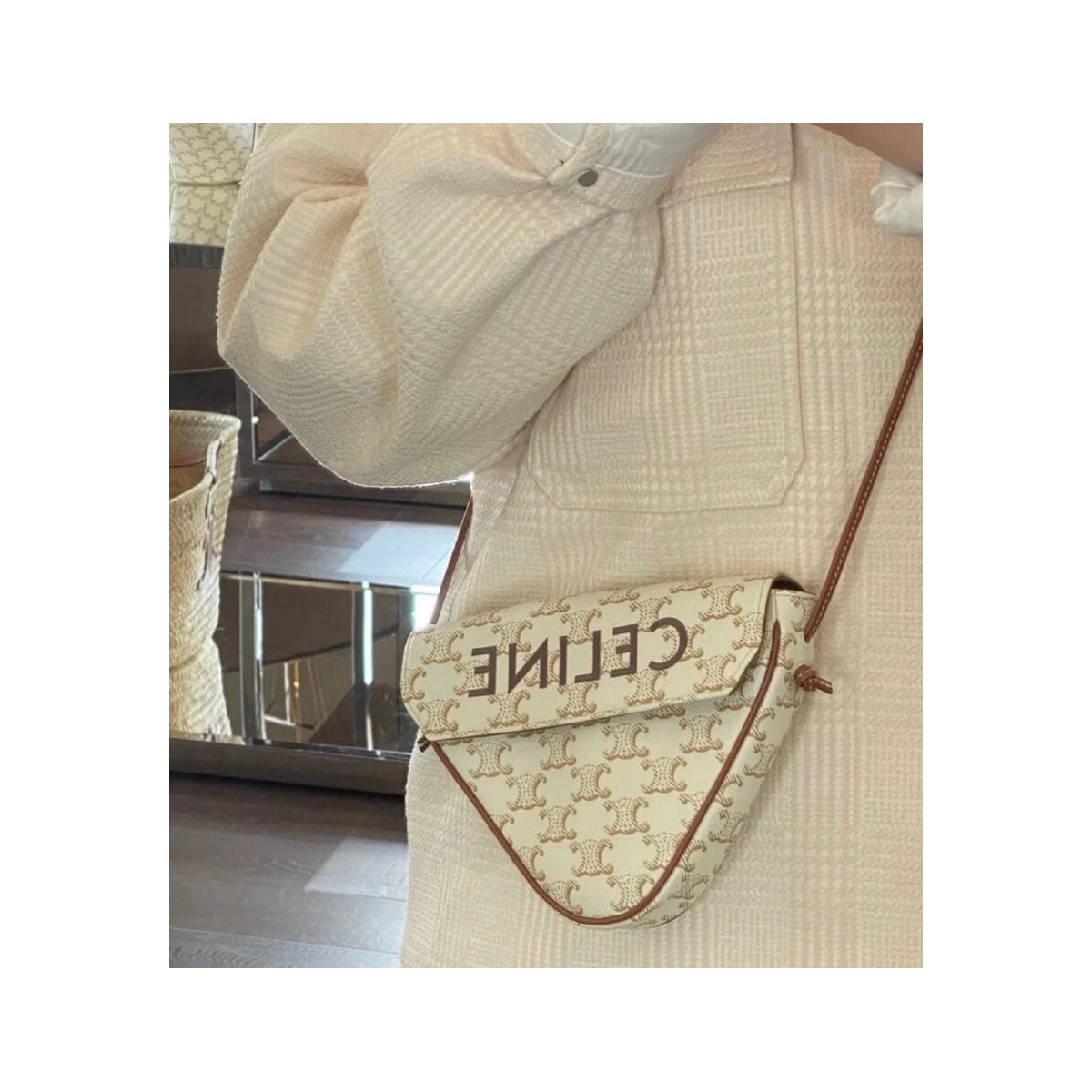 Celine Triangle Bag In Triomphe Canvas With Celine Print 195902