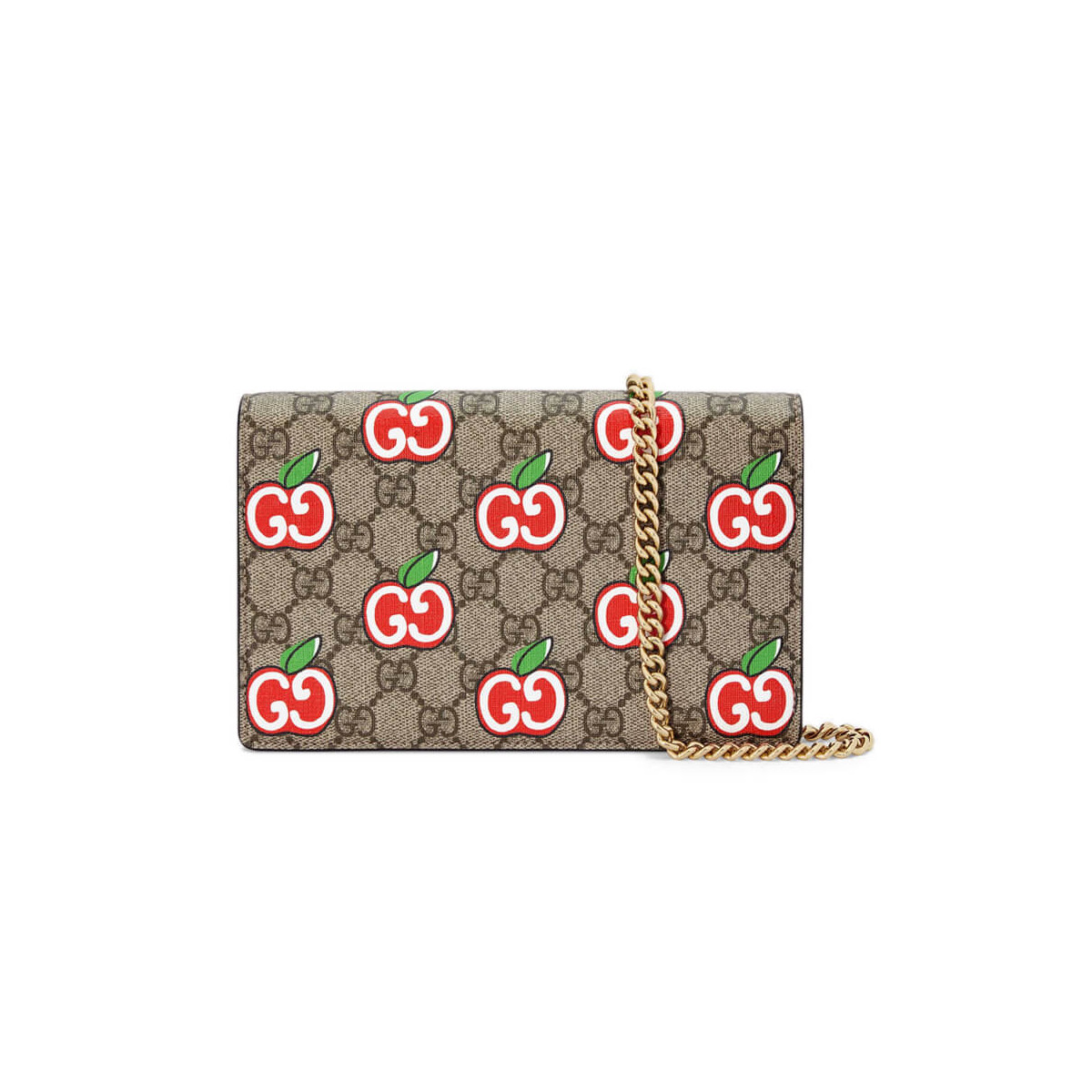 Gucci GG Apple Print Chain Card Case Wallet 634275