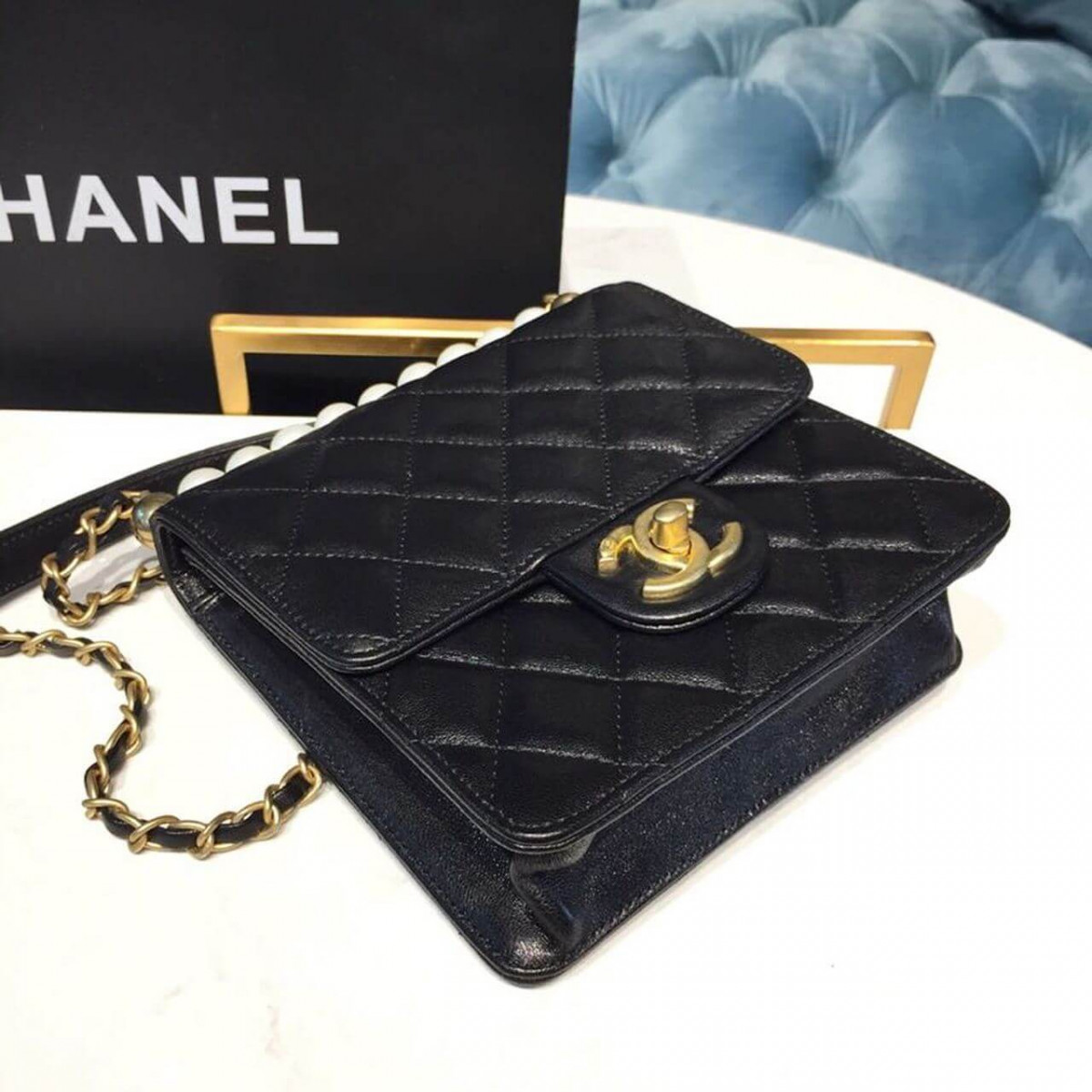 Chanel Small Pearl Chain Flap Bag AS0584