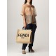 Fendi Sunshine Large Shopper Woven Raffia Tote 8BH372 Beige