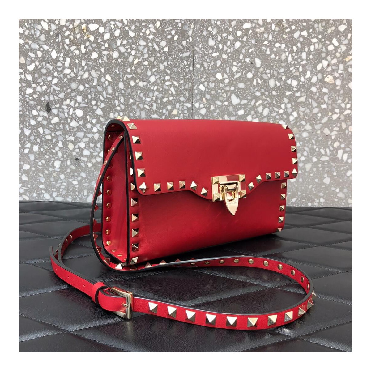 Valentino Garavani Rockstud Calfskin Crossbody Bag 0181