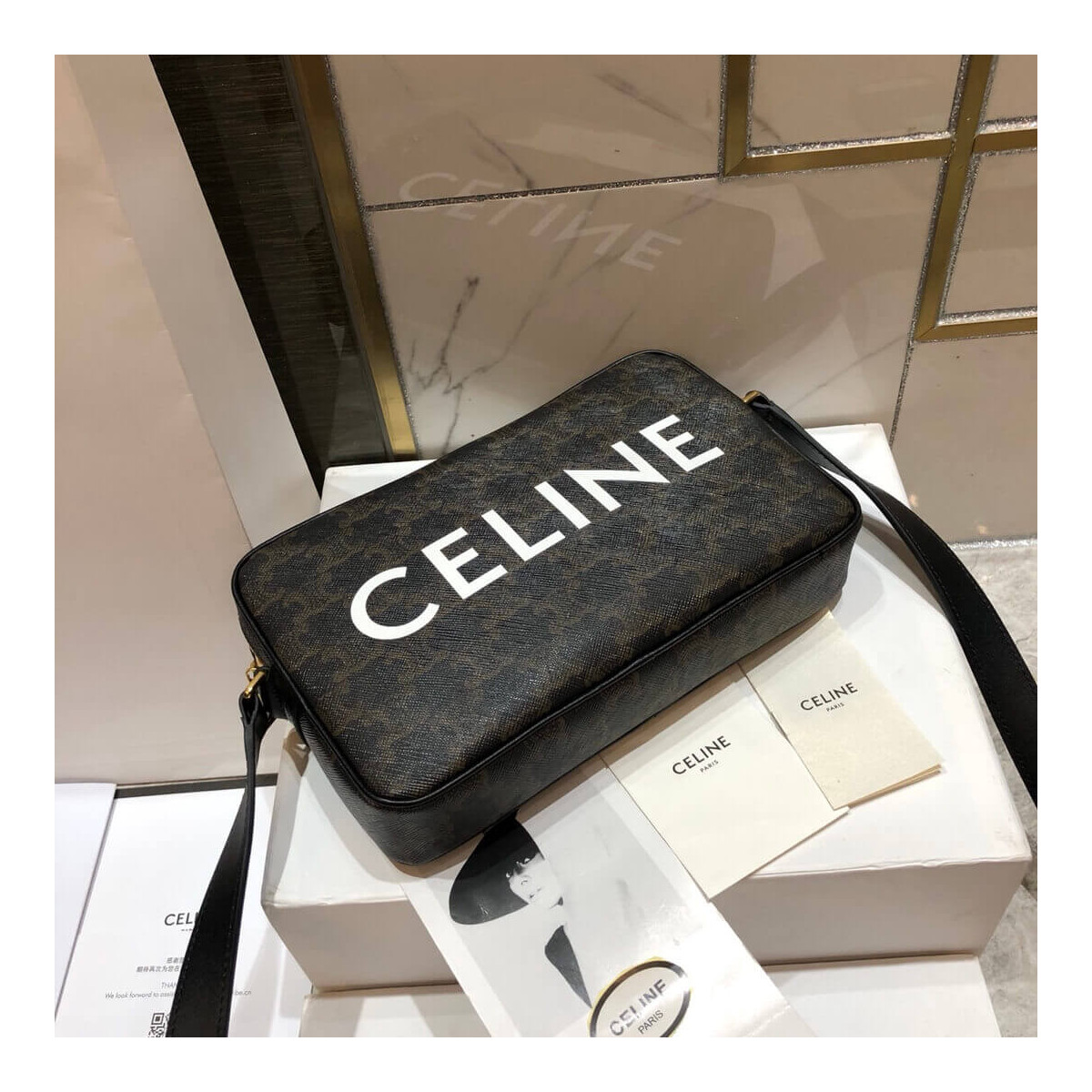 Celine Medium Messenger Bag In Triomphe Canvas 194502