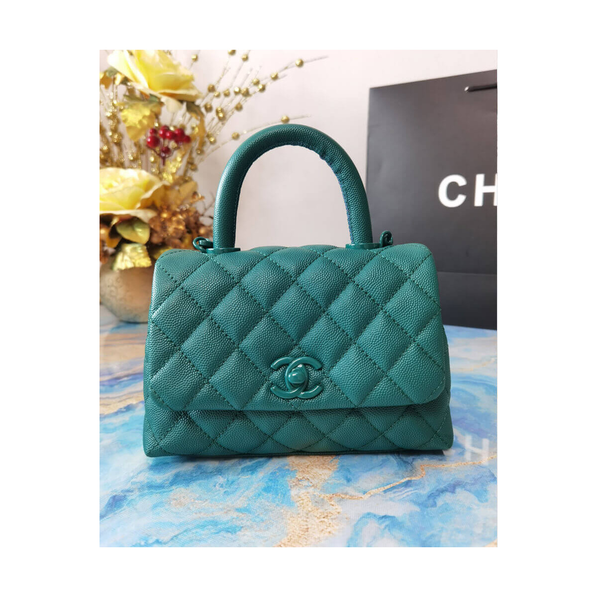 Chanel Mini Coco Handle Ultra Matte Bag in Grained Calfskin AS2215