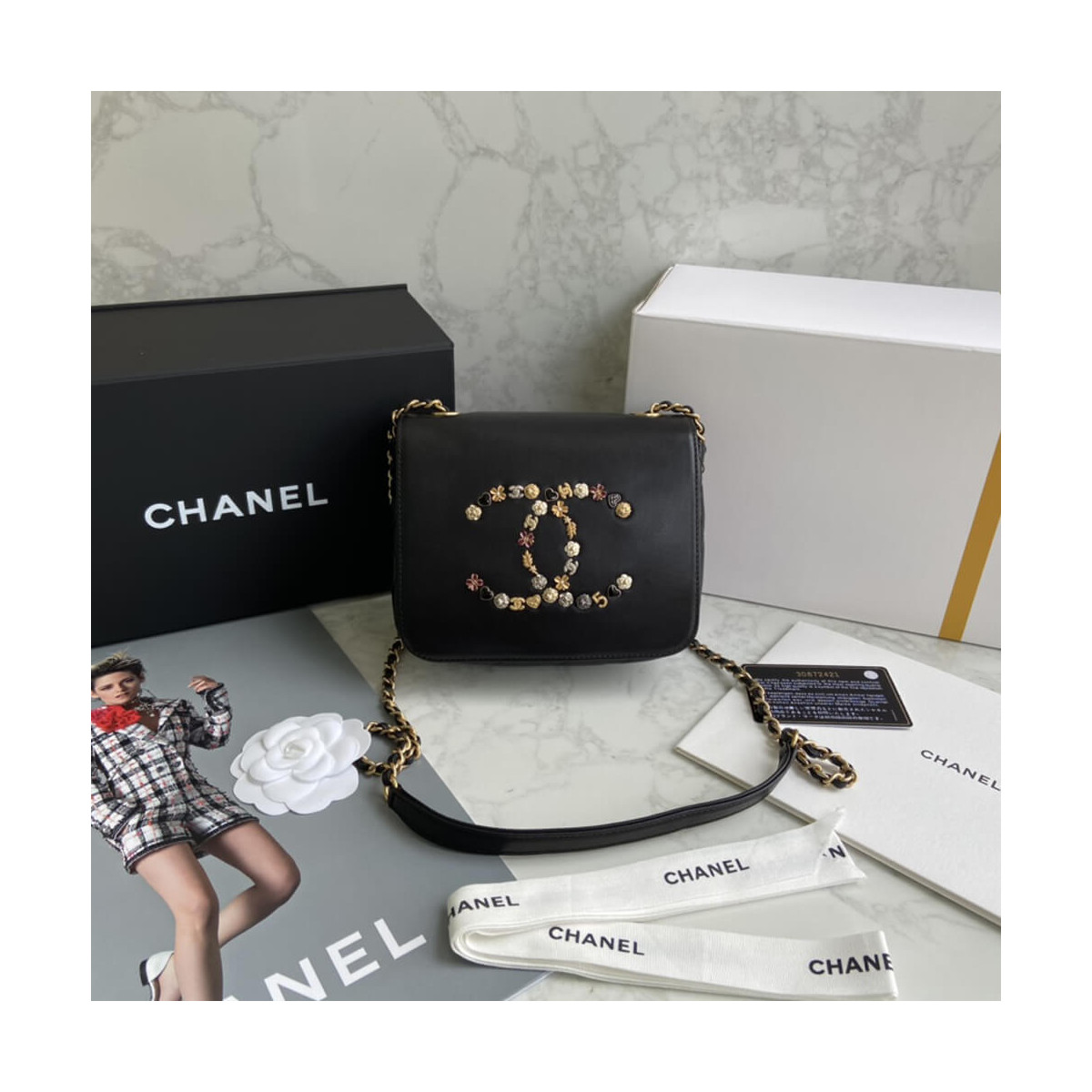 Chanel Studded CC Detail Flap Bag AS1181