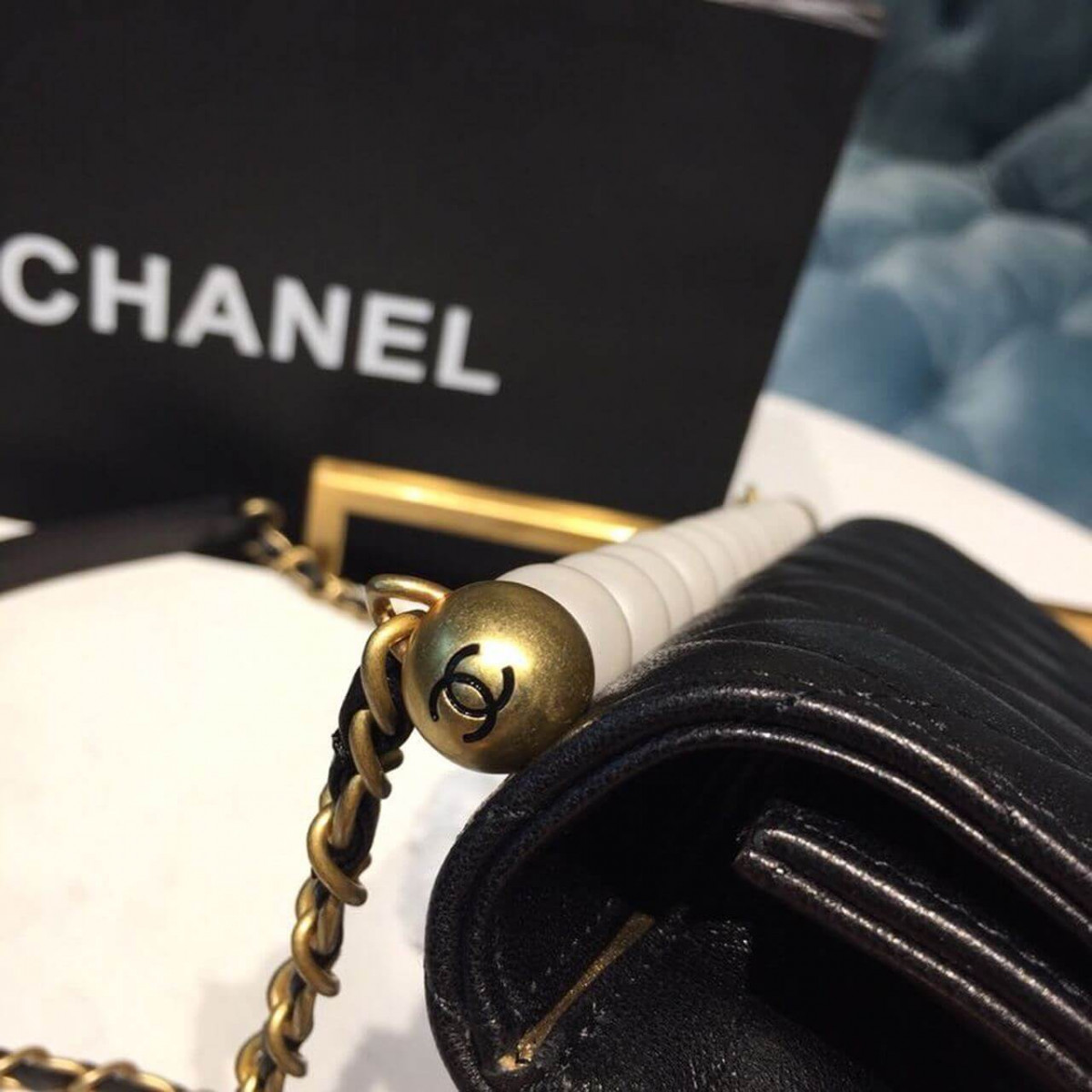 Chanel Pearl Chain Flap Bag  AS0585