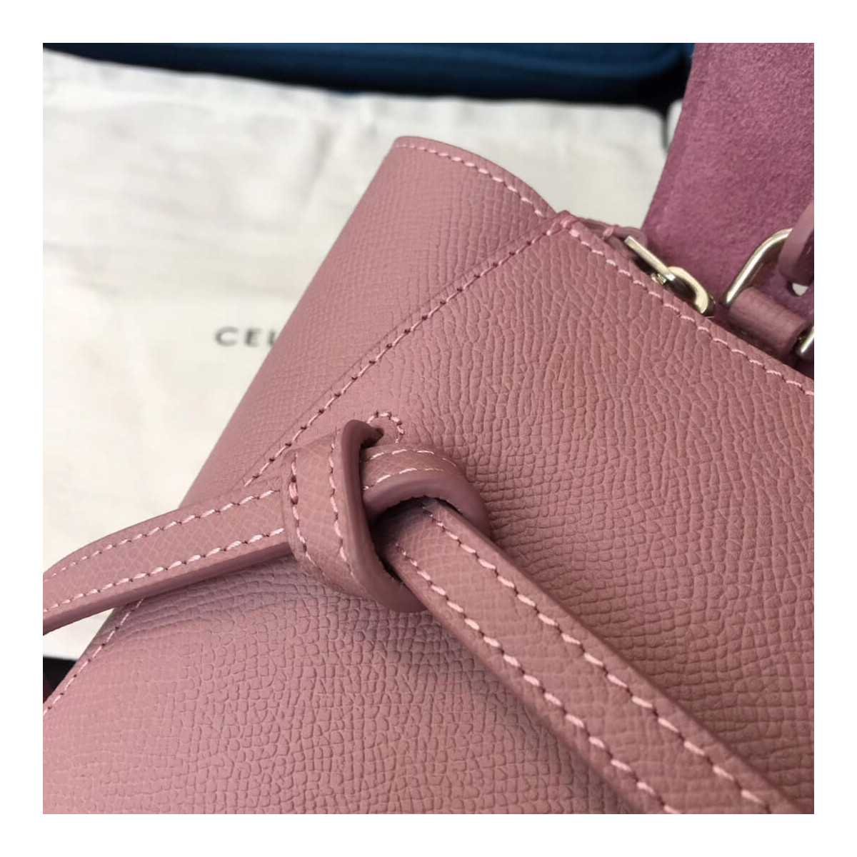 Celine Micro Belt Bag In Grained Calfskin 189153 Pink