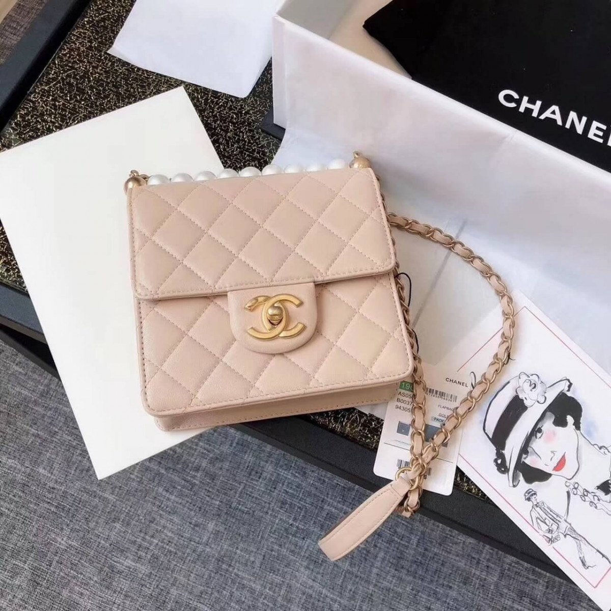 Chanel Small Pearl Chain Flap Bag AS0584