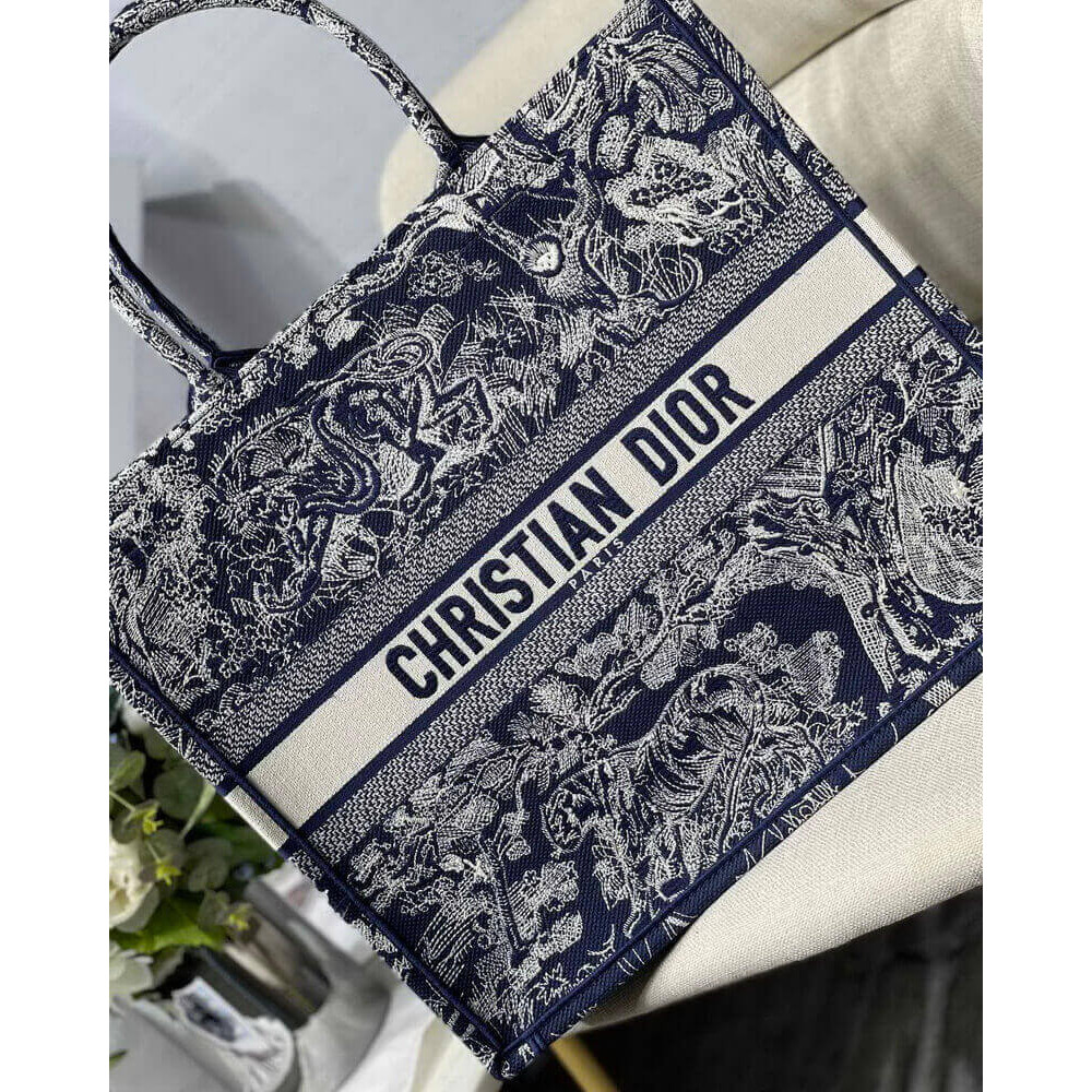 Dior Book Tote Blue Toile de Jouy Reverse Embroidery M1286