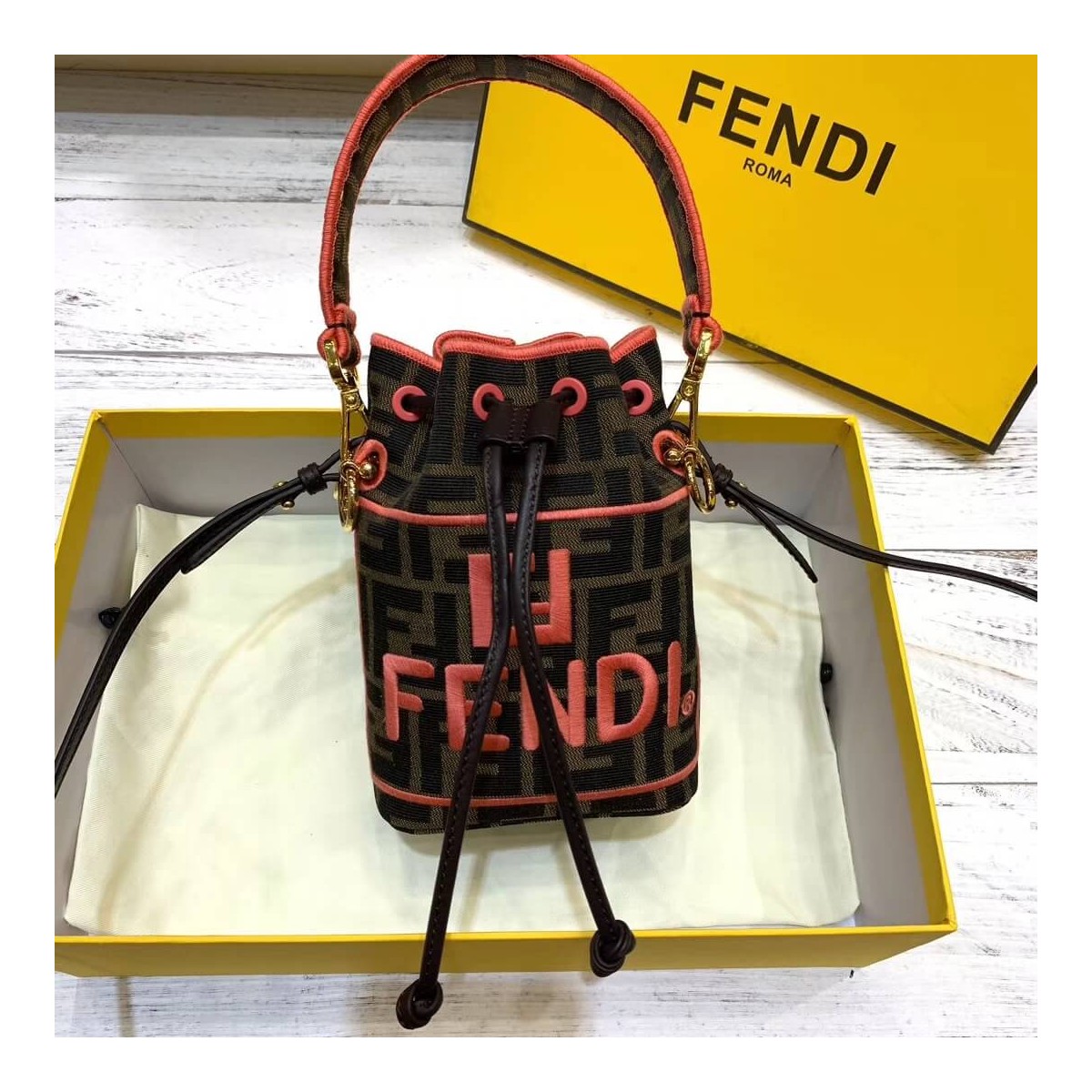 Fendi Mon Tresor Roma Amor Fabric Mini Bag 8BS010