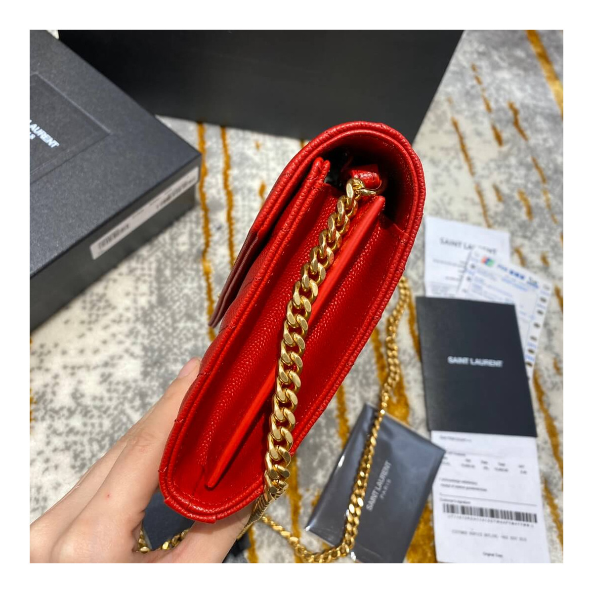 Saint Laurent Monogram Envelope Chain Wallet 377828