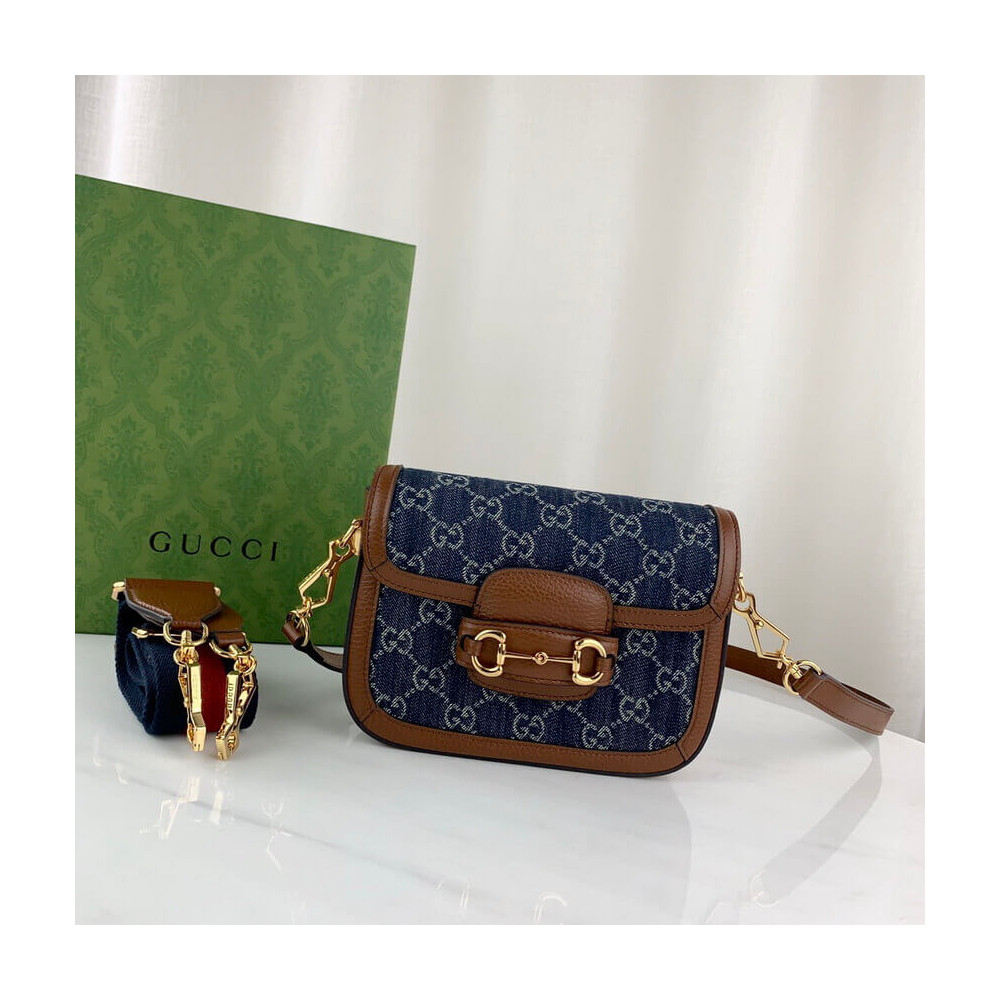 Gucci Horsebit 1955 Denim Mini Bag 658574