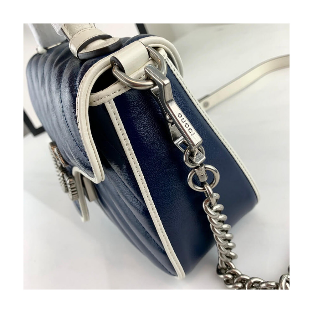 Gucci GG Marmont Mini Top Handle Bag 583571 Blue