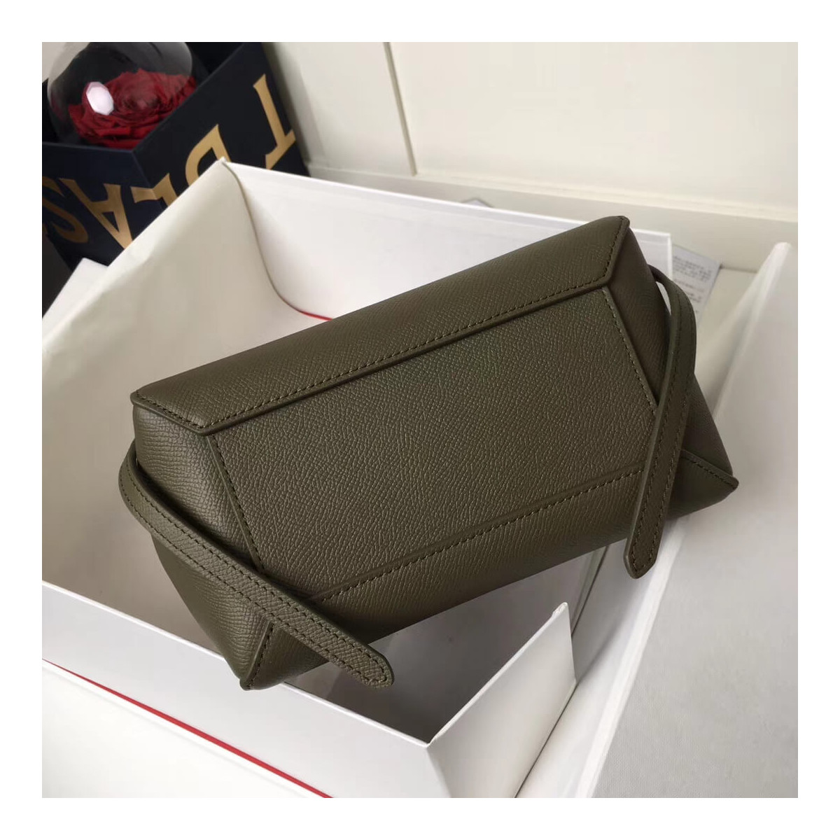 Celine Micro Belt Bag In Grained Calfskin 189153 Army Green