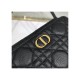 Dior Caro Double Pouch Black Supple Cannage Calfskin M9237