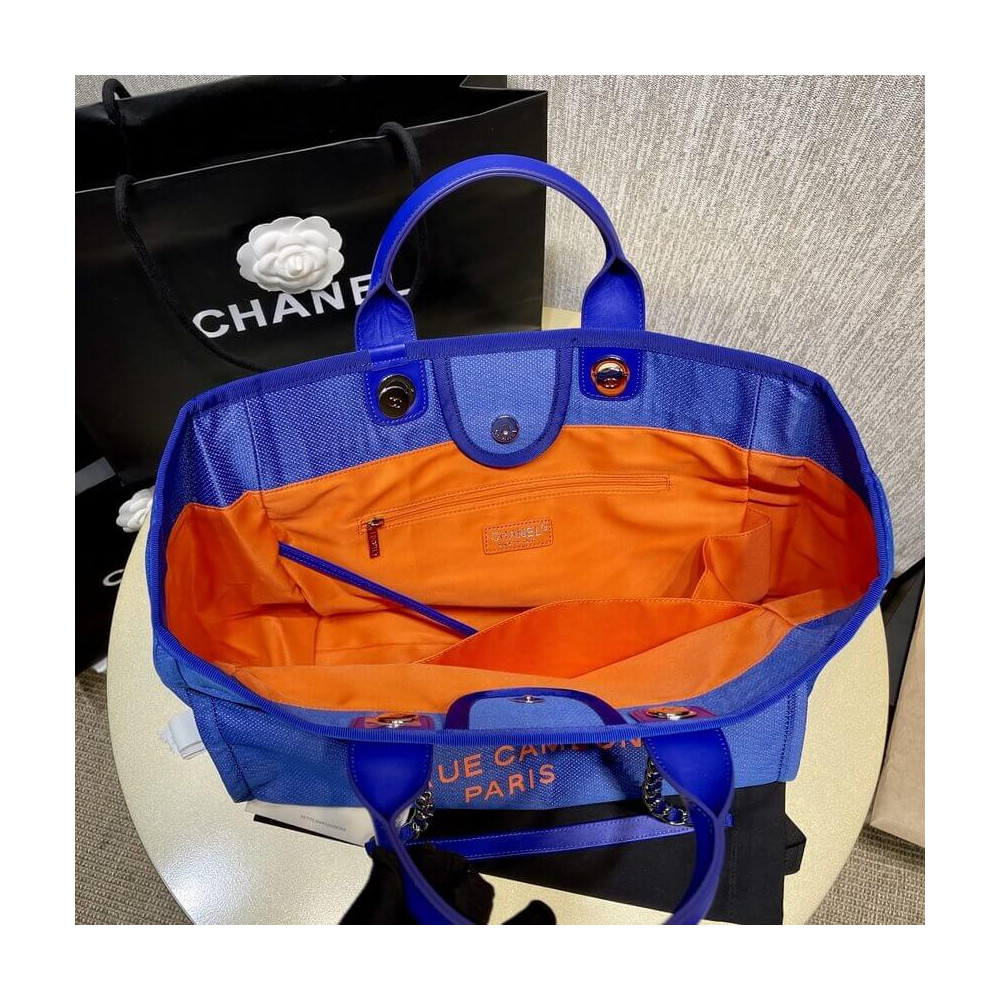 Chanel 21S Deauville Blue Orange Large Shopping Bag A66941