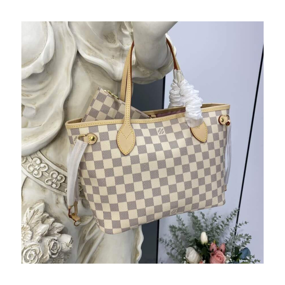 Louis Vuitton Damier Azur Neverfull PM N41362 Pink