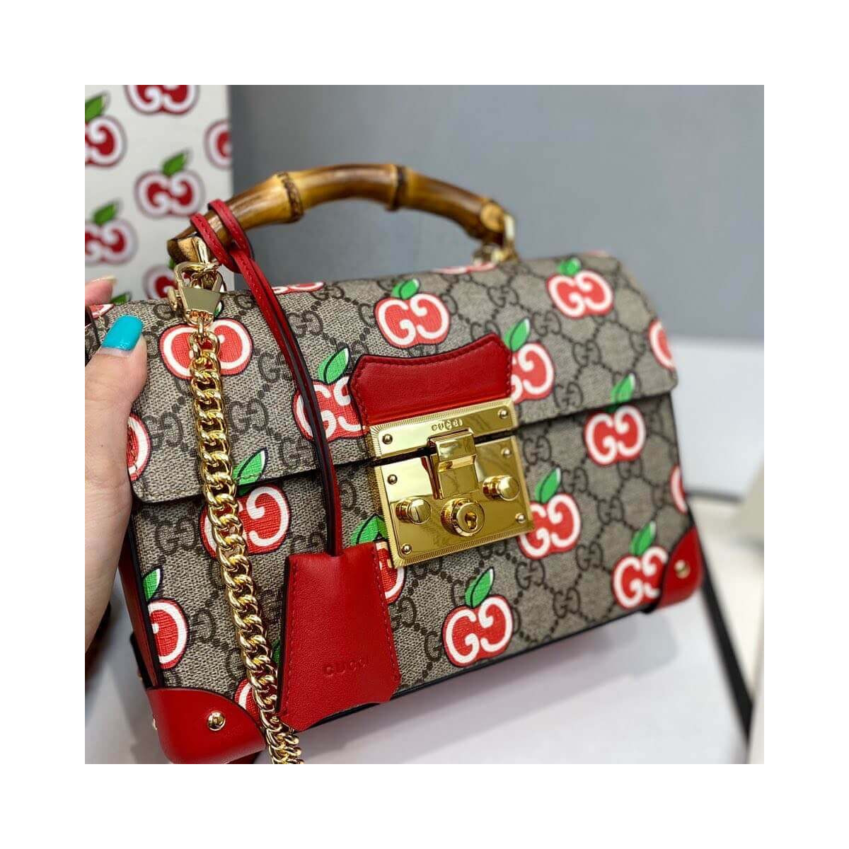 Gucci GG Apple Print Padlock Shoulder Bag 603221