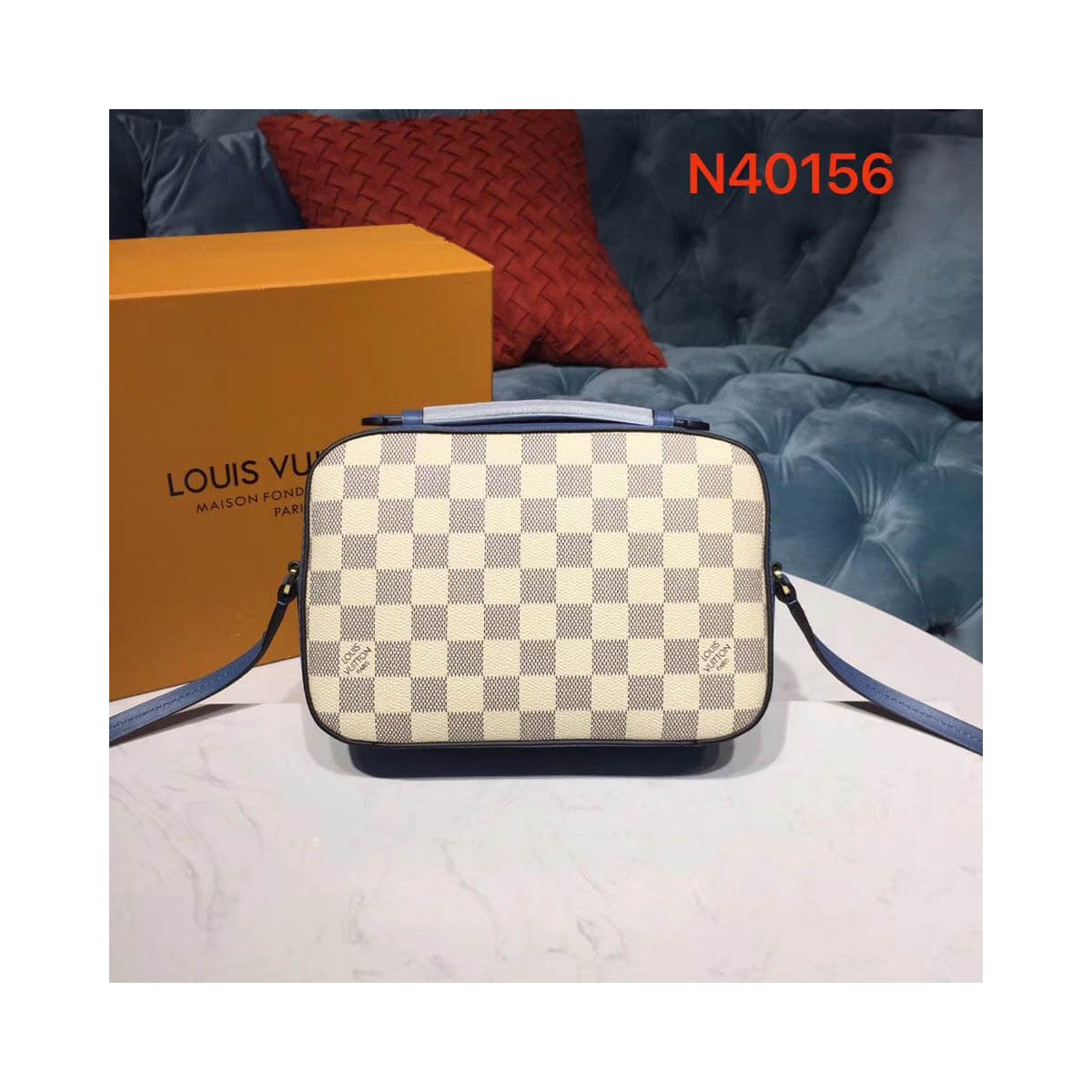 Louis Vuitton Damier Azur Canvas Saintonge N40154